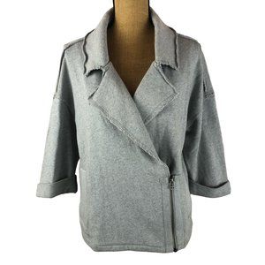 Caslon Women's Size Petite Small Heather Grey Cotton Terry Knit Moto Jacket